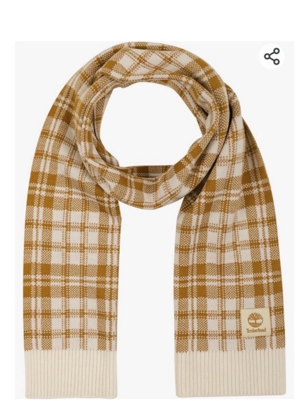 Timberland Womens Plaid Scarf in Wheat 10”x68” NWT